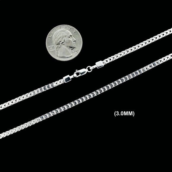 Real 925 SOLID Sterling Silver 3mm Franco Link Chain Necklace 26" inch - Picture 2 of 6